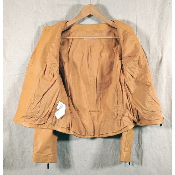 Stefanel Women 8 (fits like 4) Padded Leather Biker Jacket - Picture 5 of 15